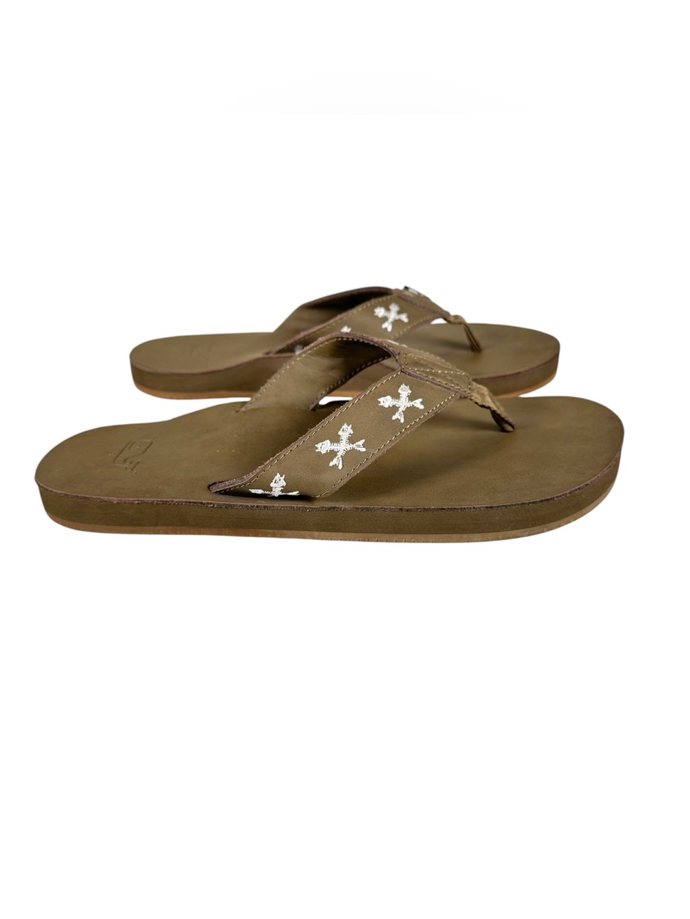 VINEYARD VINES Bonefish Leather Flip Flops in brown